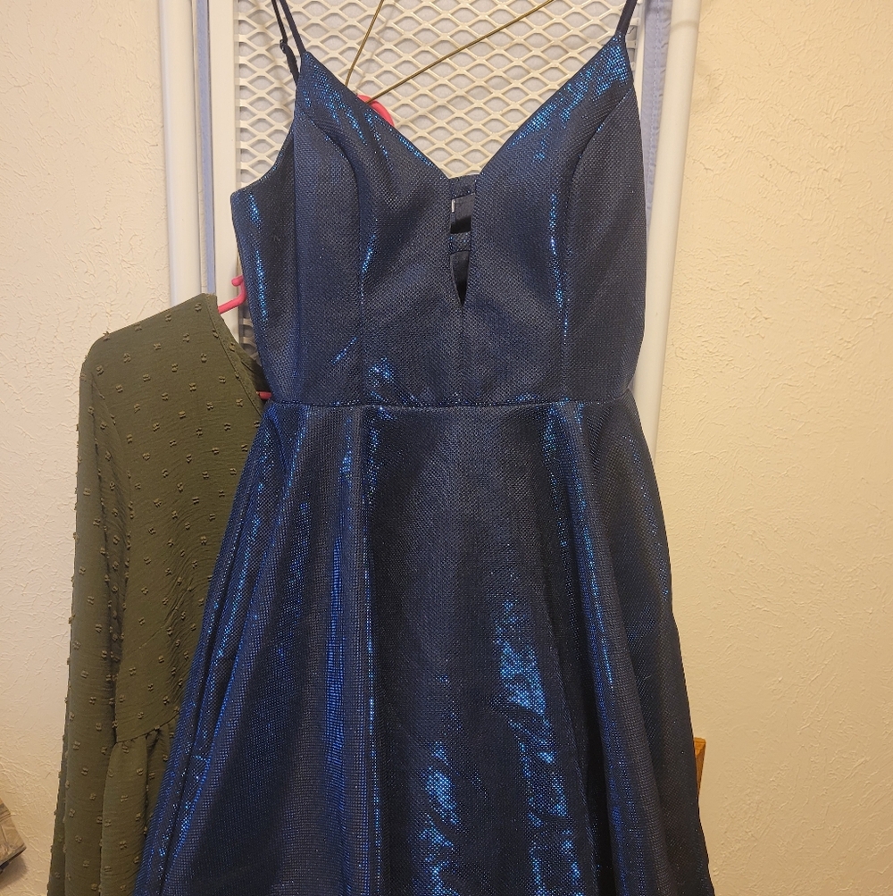 B Darlin Shimmering Navy Kids Dress